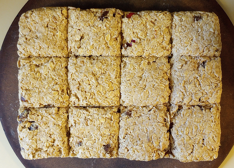 Photo: dough sliced into bars, ready to bake